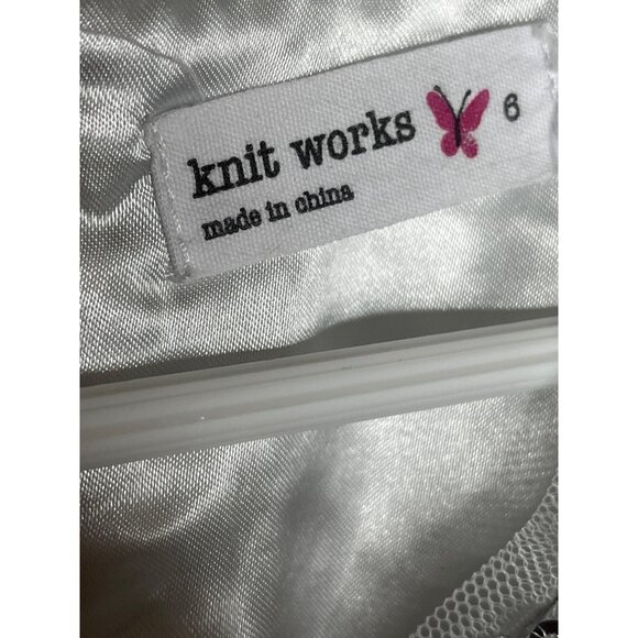 Knit Works Girls 6 Silver Sequin Party Dress Ruffle Chiffon Layered Skirt - Picture 3 of 8